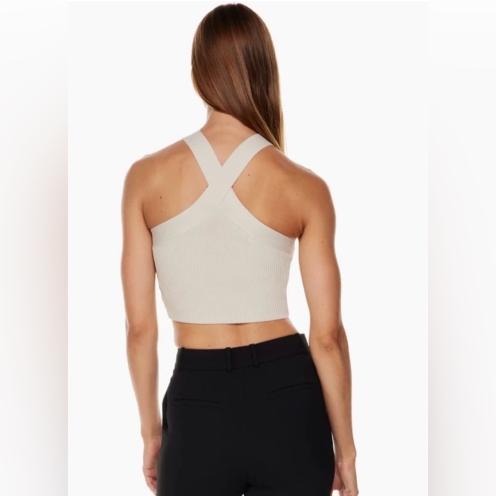 Aritzia Babaton Criss Cross Ribbed Layering Cropped Baby Tank size 2XSmall - Picture 3 of 8
